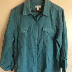 Christopher & Banks Blue Green Blouse Top